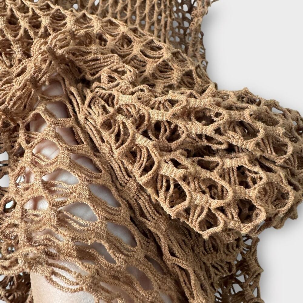 Urban Outfitters brown/tan crochet knit swimsuit coverup, size large - Picture 5 of 9